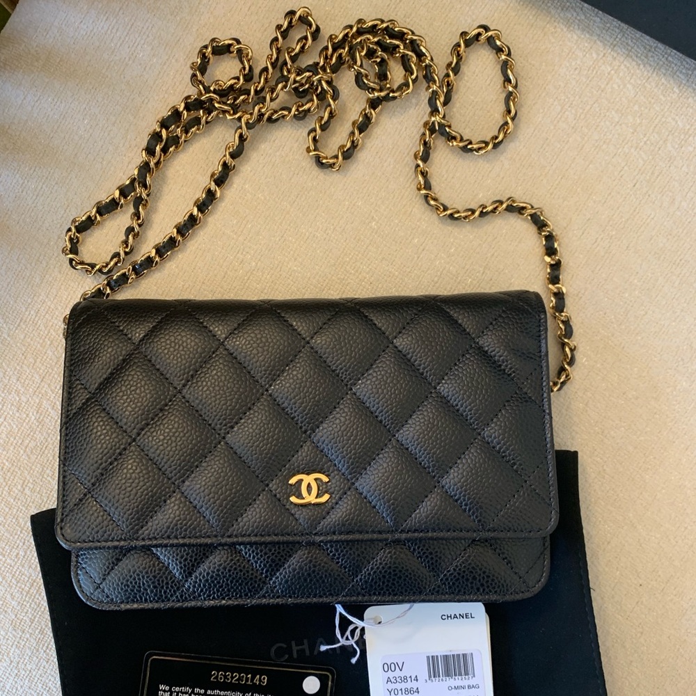 Sold Chanel Black Caviar Wallet on Chain Bag